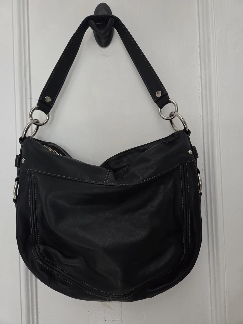 Coach Zoe Black Leather Hobo Shoulder Bag